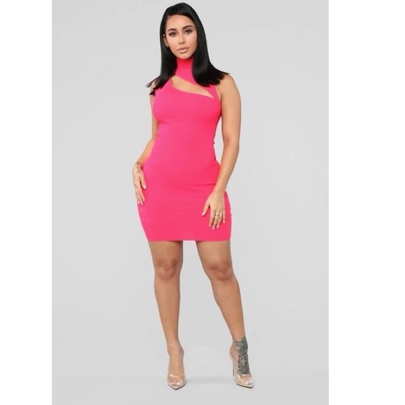 Fashion Nova Can You Feel It Neon Pink Dress
